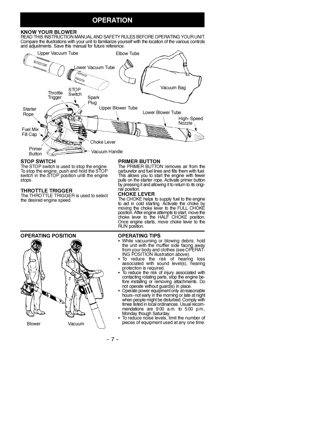 Poulan 545146905, PPB430VS instruction manual Operation 