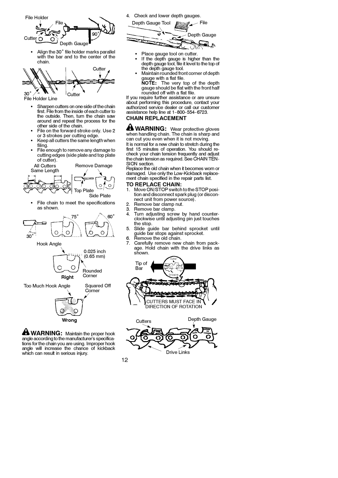 Poulan PPB5500P, 952711671, 115261126 instruction manual Chain Replacement, To Replace Chain 