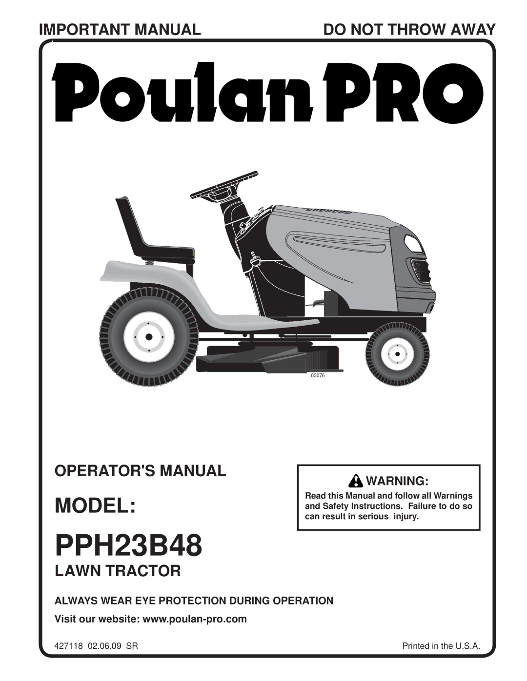 Poulan PPH23B48 manual 