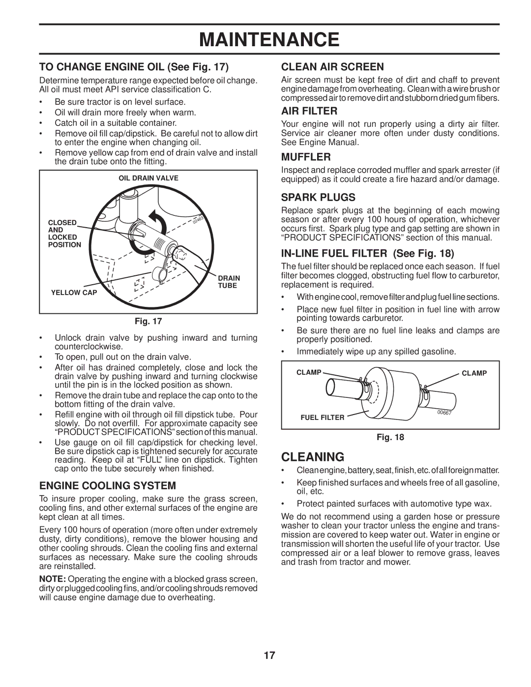 Poulan PPH23B48 manual Cleaning 