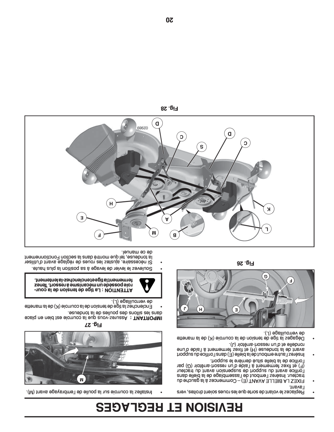 Poulan PPH23B48 manual Reglages Et Revision, Fig D, 27 .Fig, 26 .Fig, lalentement-fermementlatigeetenclenchez 