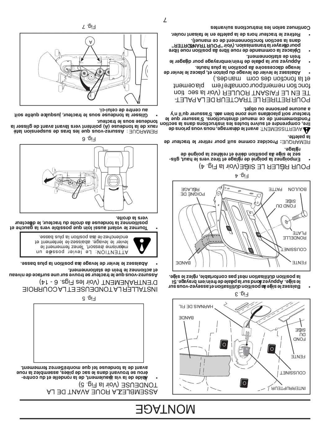 Poulan PPH25K54 manual Courroie LA ET Tondeuse LA Installer, LA DE Avant Roue LA Assemblez 