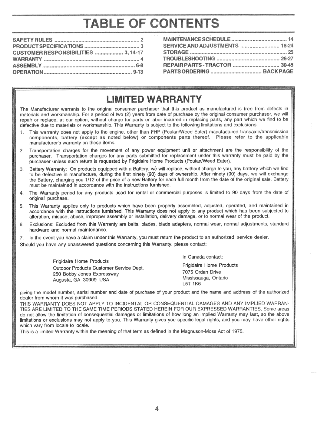 Poulan PPR1742STB, 169553 manual 