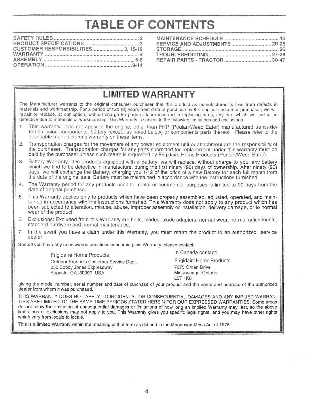 Poulan PPR17H42STA, 168737 manual 