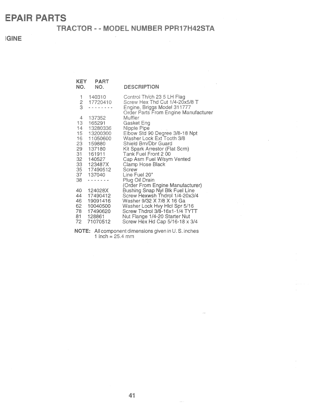 Poulan 168737, PPR17H42STA manual 