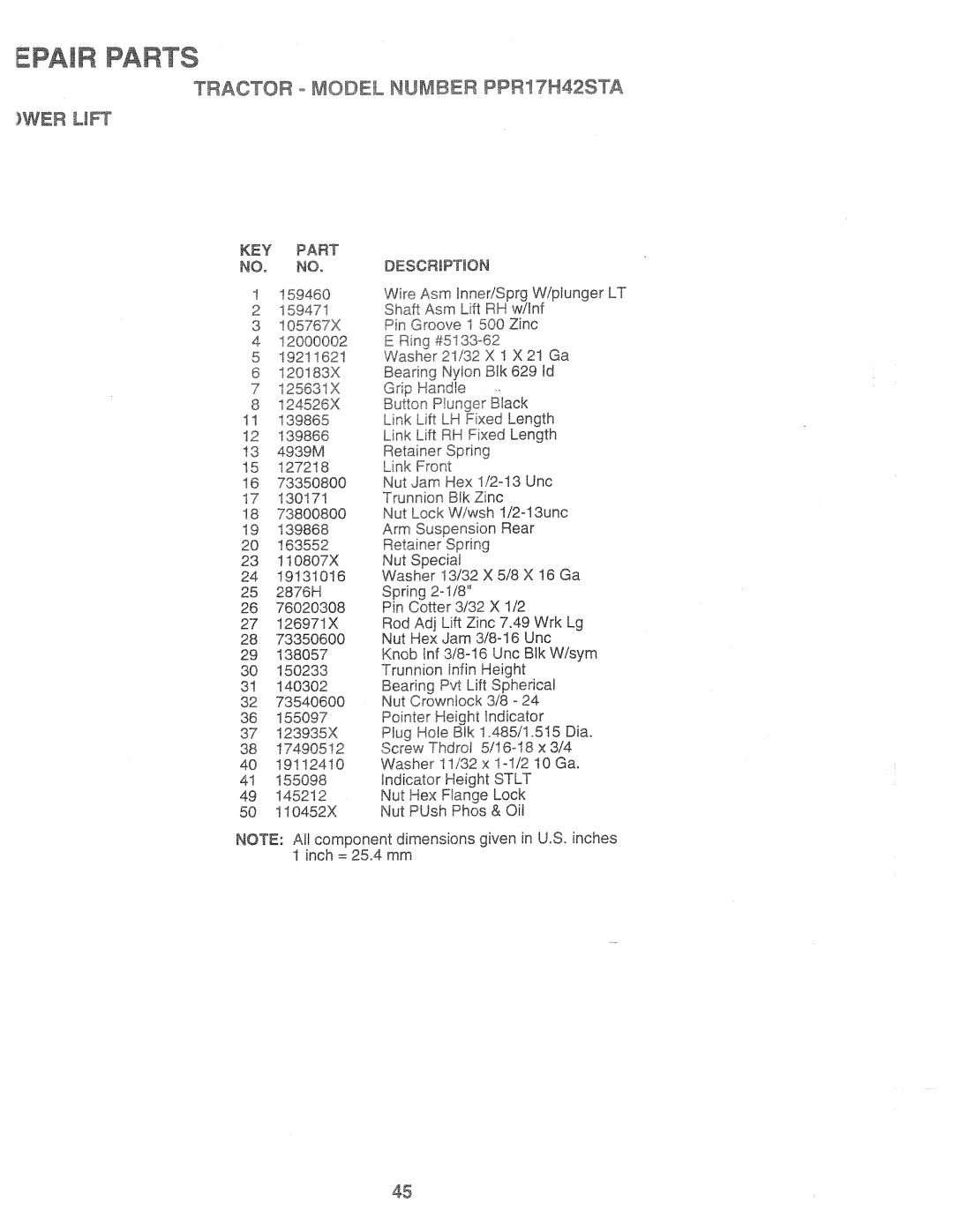 Poulan 168737, PPR17H42STA manual 