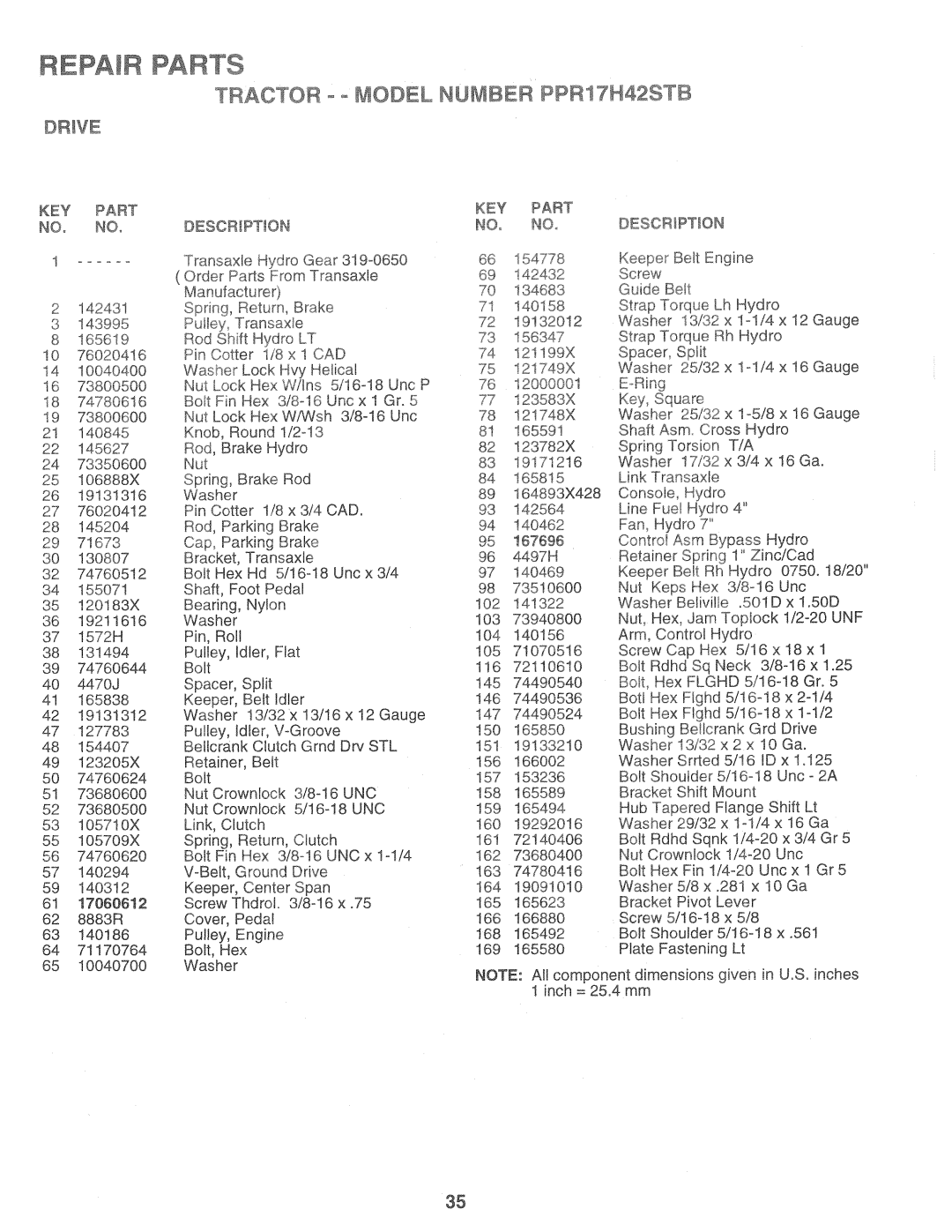 Poulan 169482, PPR17H42STB manual 