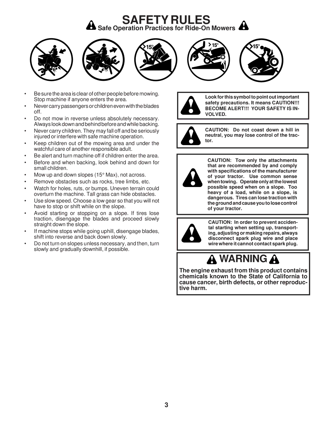 Poulan 173284, PPR17H42STC owner manual Become ALERT!!! Your Safety is IN- Volved 