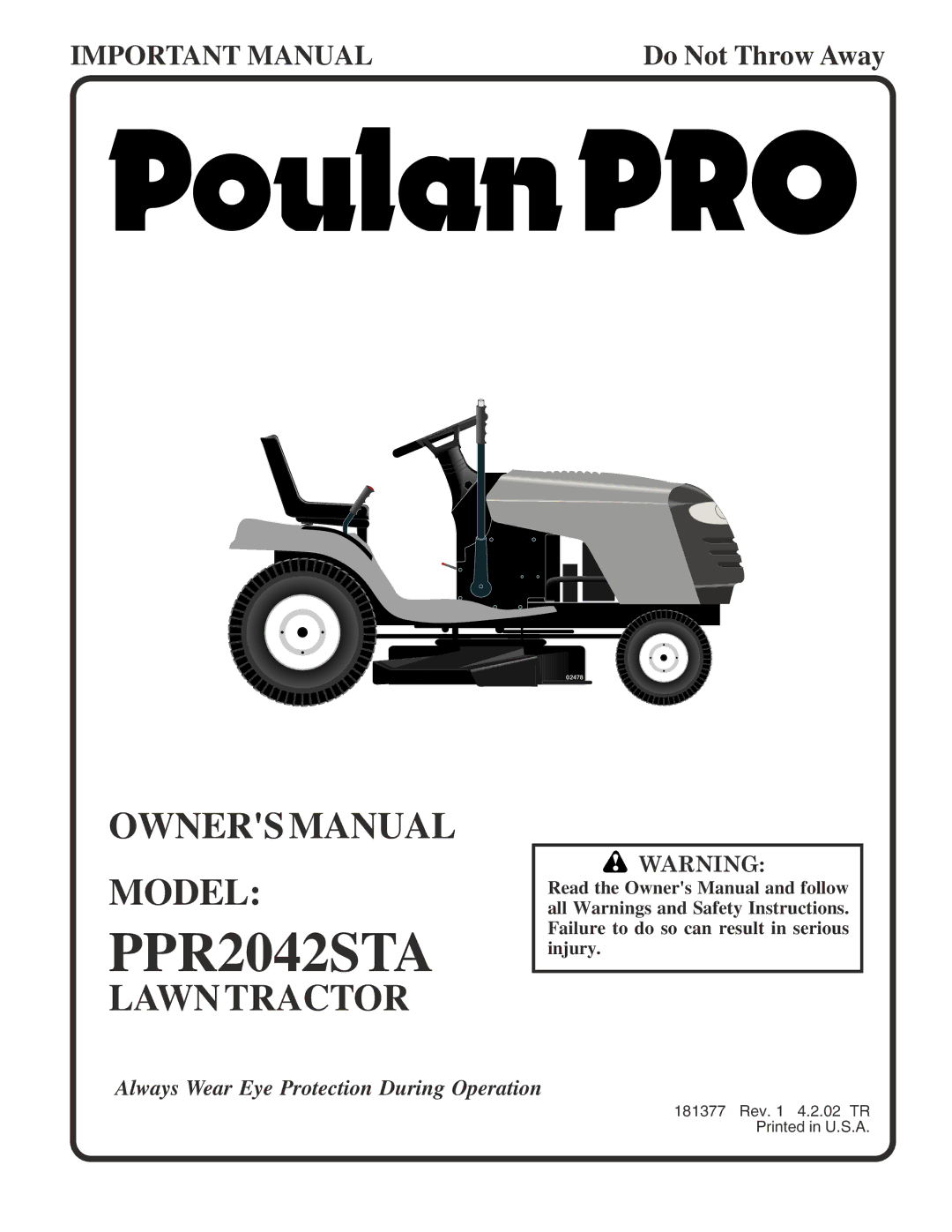 Poulan PPR2042STA owner manual 