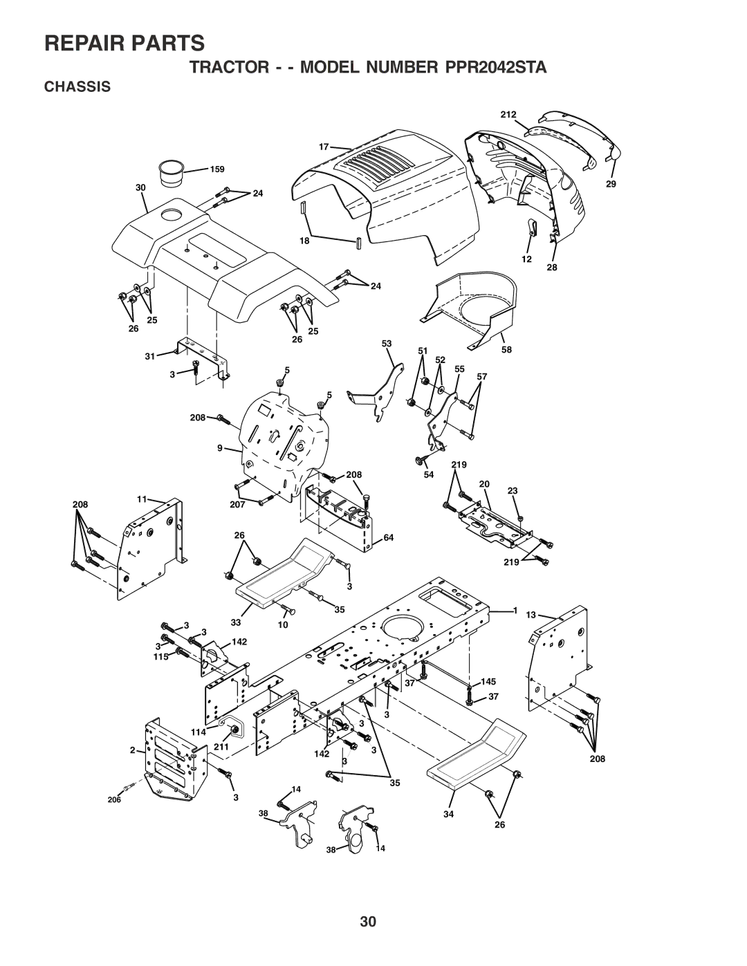 Poulan PPR2042STA owner manual Chassis 