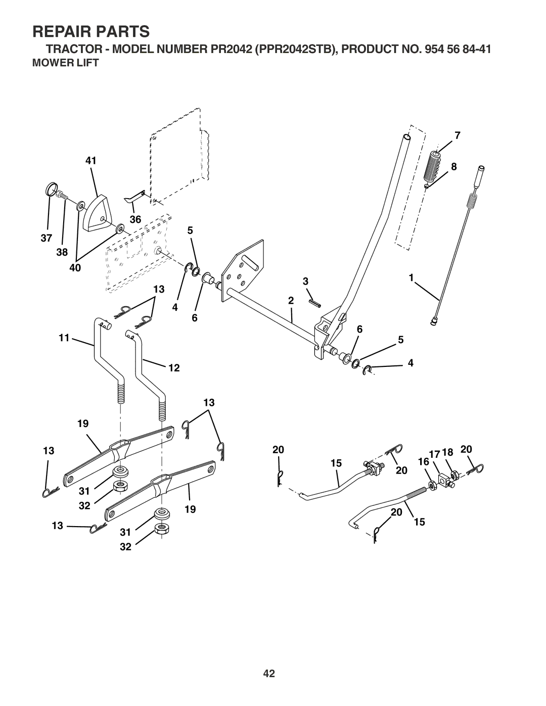 Poulan PPR2042STB owner manual Mower Lift 