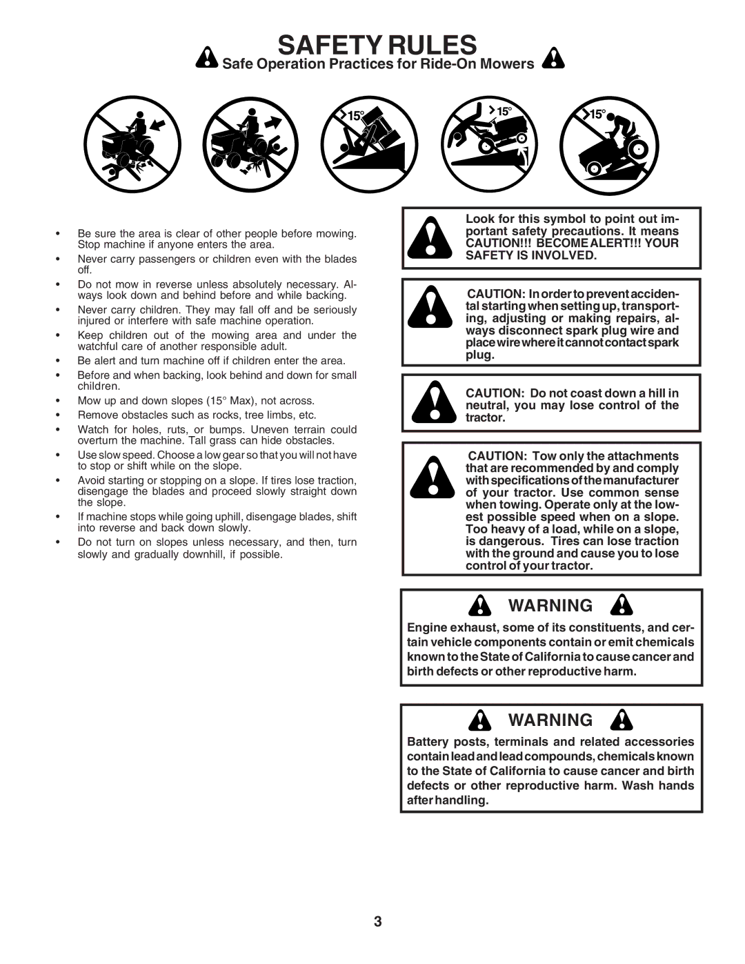 Poulan PPR20H42STB owner manual Safety Rules 