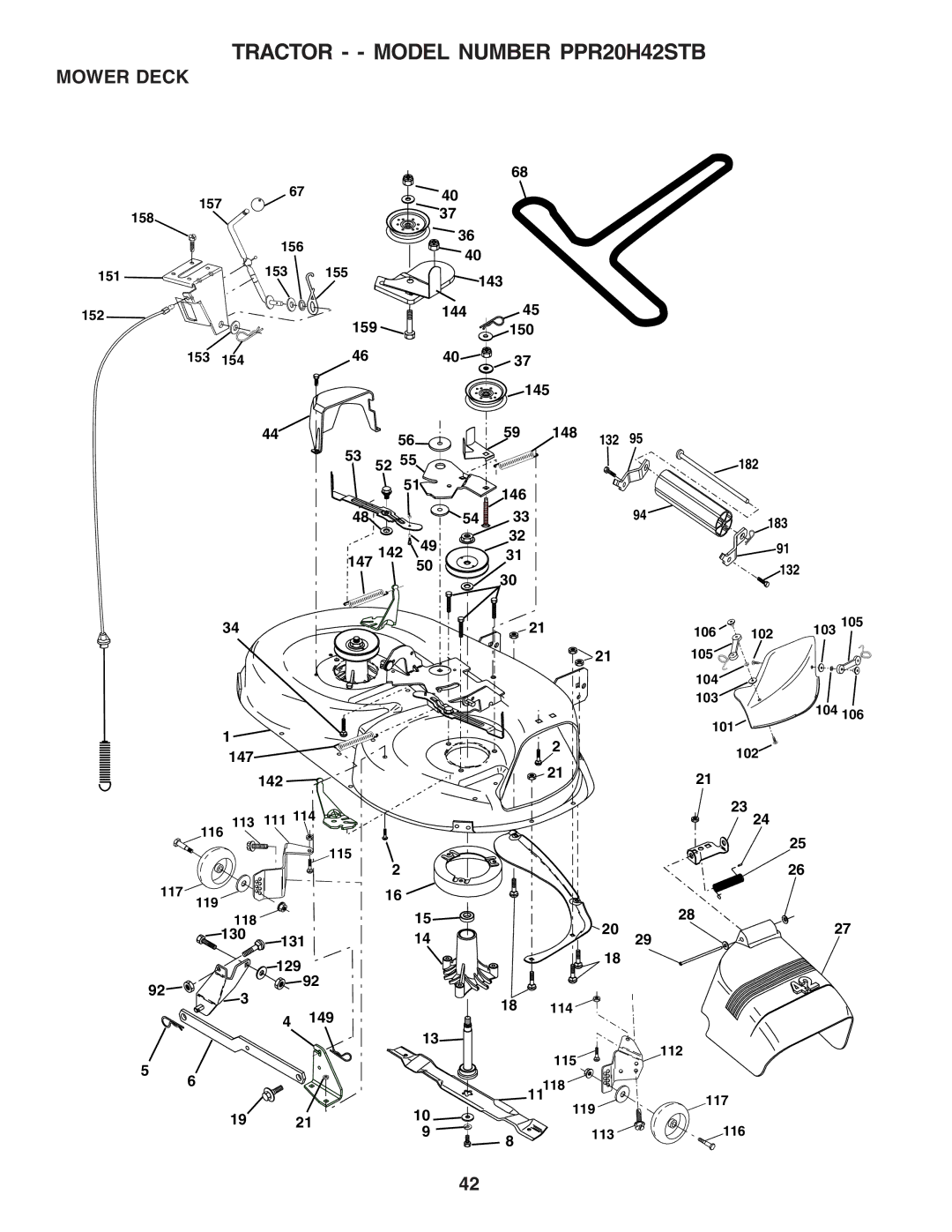 Poulan PPR20H42STB owner manual Mower Deck 