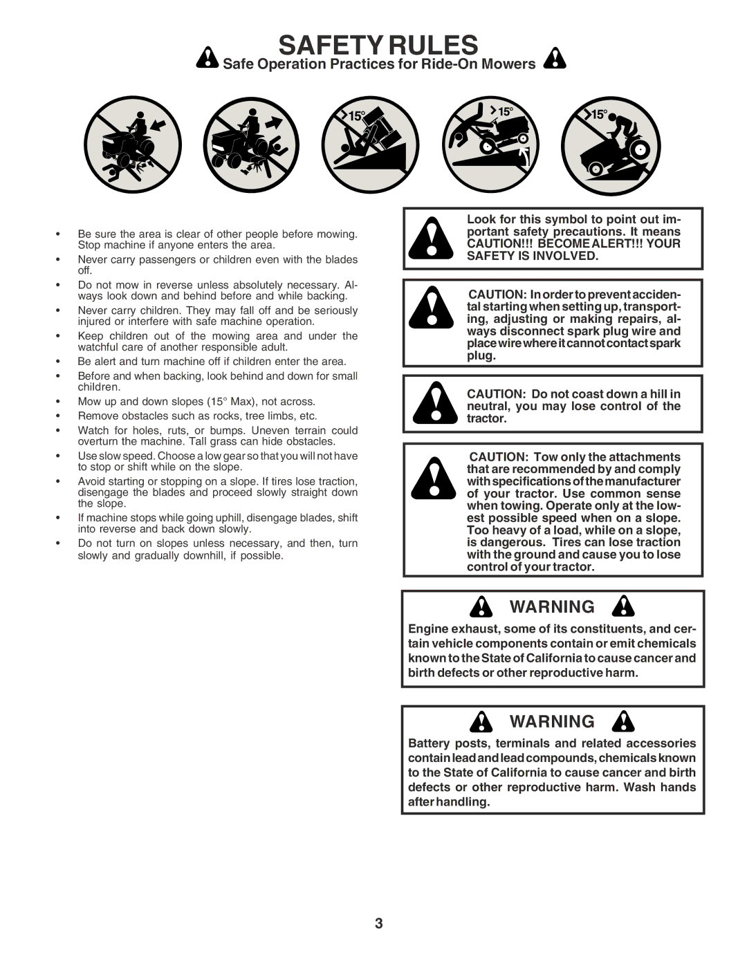 Poulan PPR20H42STC owner manual Safety Rules 