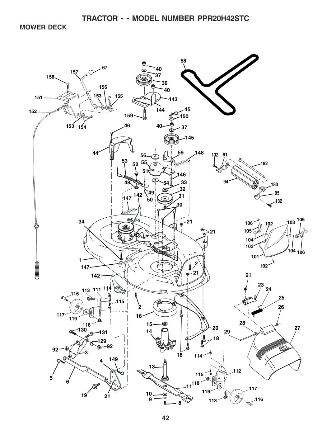 Poulan PPR20H42STC owner manual Mower Deck 