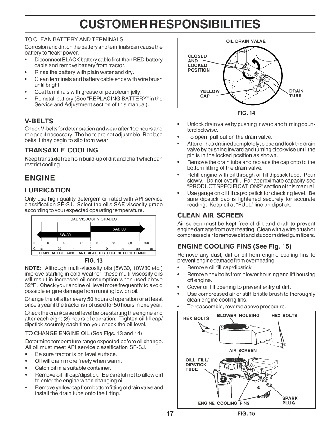 Poulan PR1742STE owner manual Engine, Belts, Transaxle Cooling, Lubrication, Clean AIR Screen 