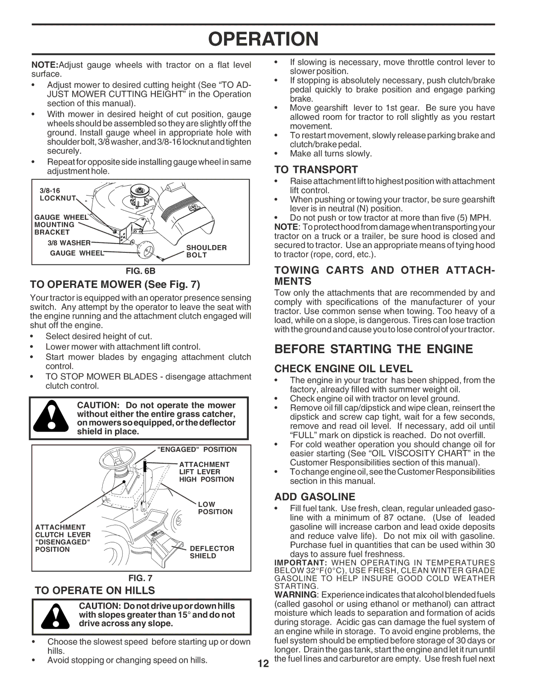 Poulan PR17542STA owner manual Before Starting the Engine 