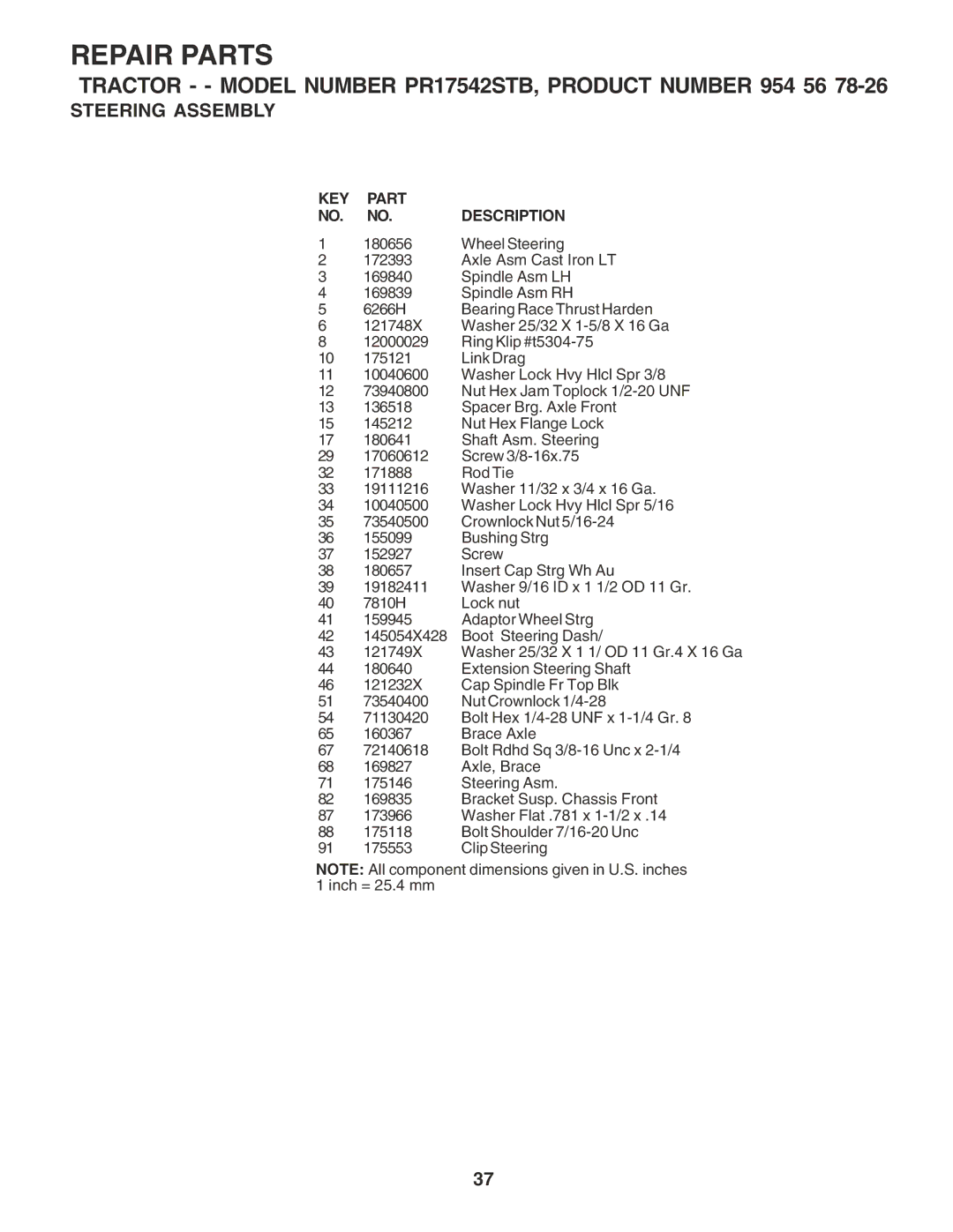 Poulan PR17542STB owner manual Adaptor Wheel Strg 