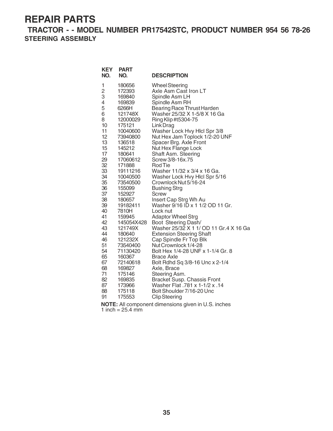 Poulan PR17542STC owner manual Adaptor Wheel Strg 