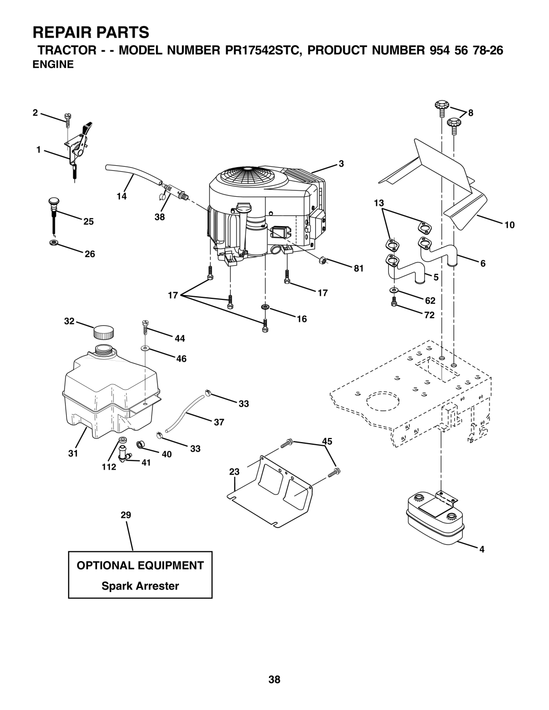 Poulan PR17542STC owner manual Engine 