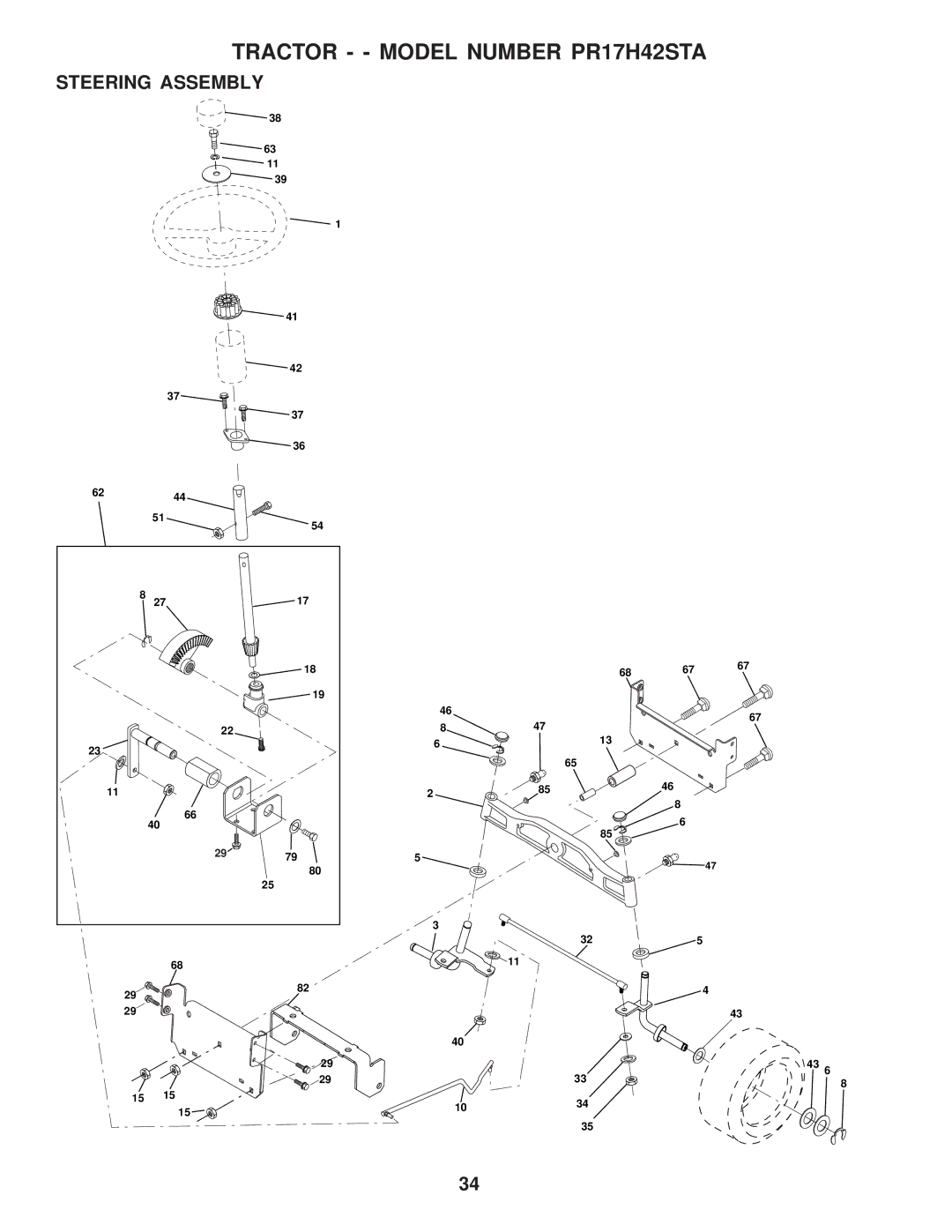 Poulan PR17H42STA, 173304 owner manual Steering Assembly 