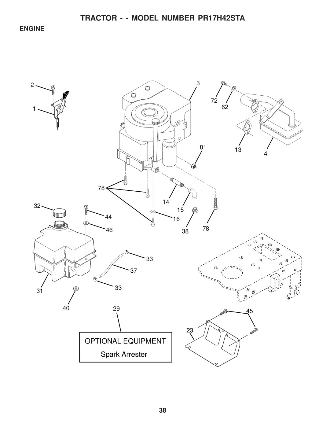 Poulan PR17H42STA, 173304 owner manual Engine 