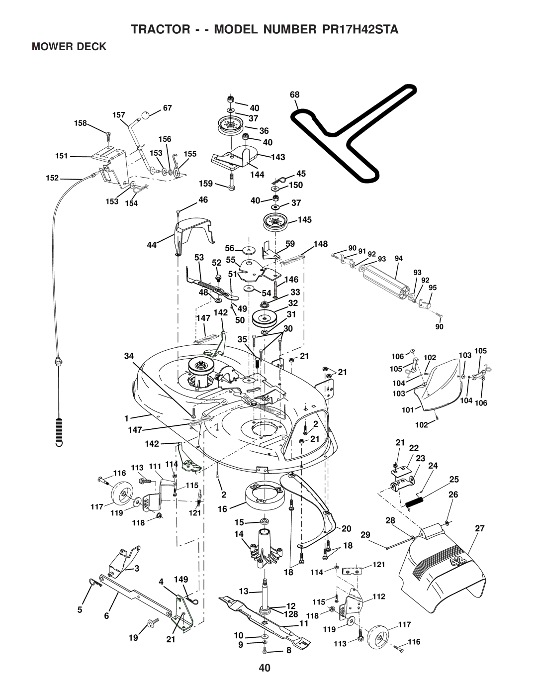 Poulan PR17H42STA, 173304 owner manual Mower Deck 