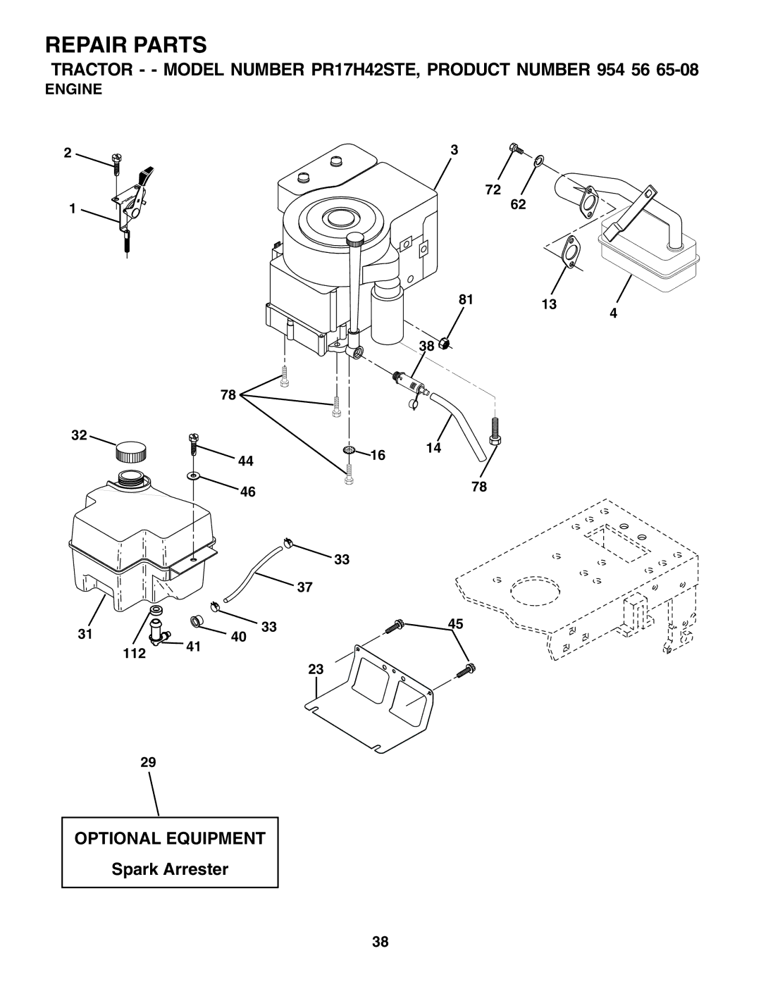 Poulan PR17H42STE owner manual Engine 