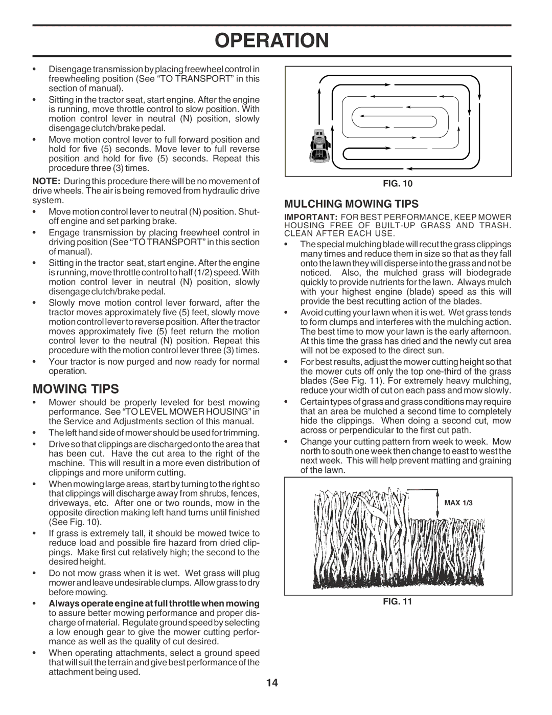 Poulan PR17H42STF owner manual Mulching Mowing Tips 