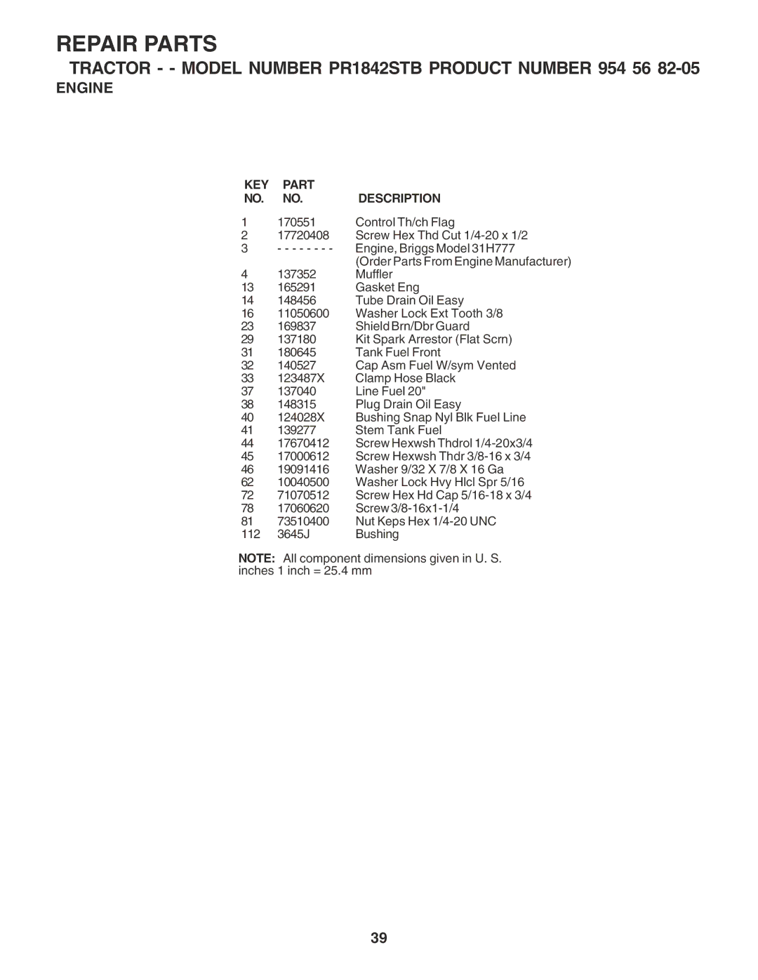 Poulan PR1842STB owner manual Control Th/ch Flag 