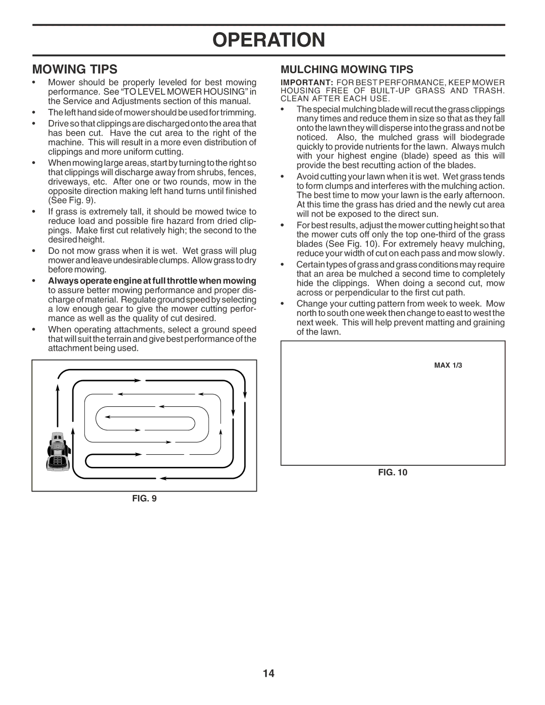 Poulan PR1842STD owner manual Mulching Mowing Tips 