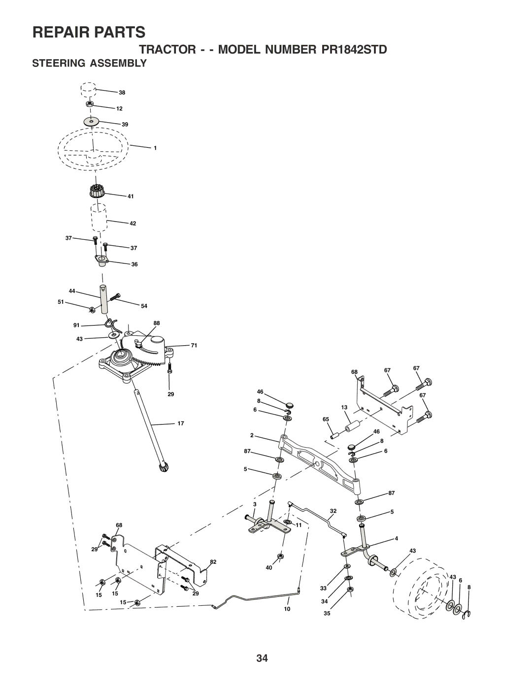 Poulan PR1842STD owner manual Steering Assembly 