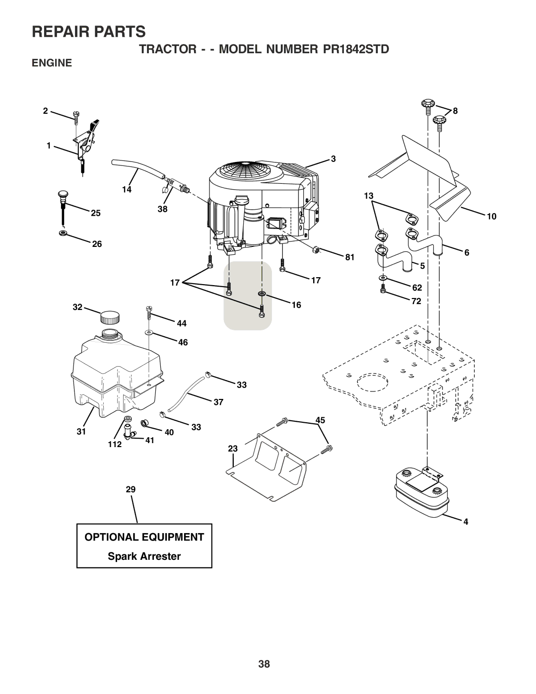 Poulan PR1842STD owner manual Engine, Optional Equipment, Spark Arrester 