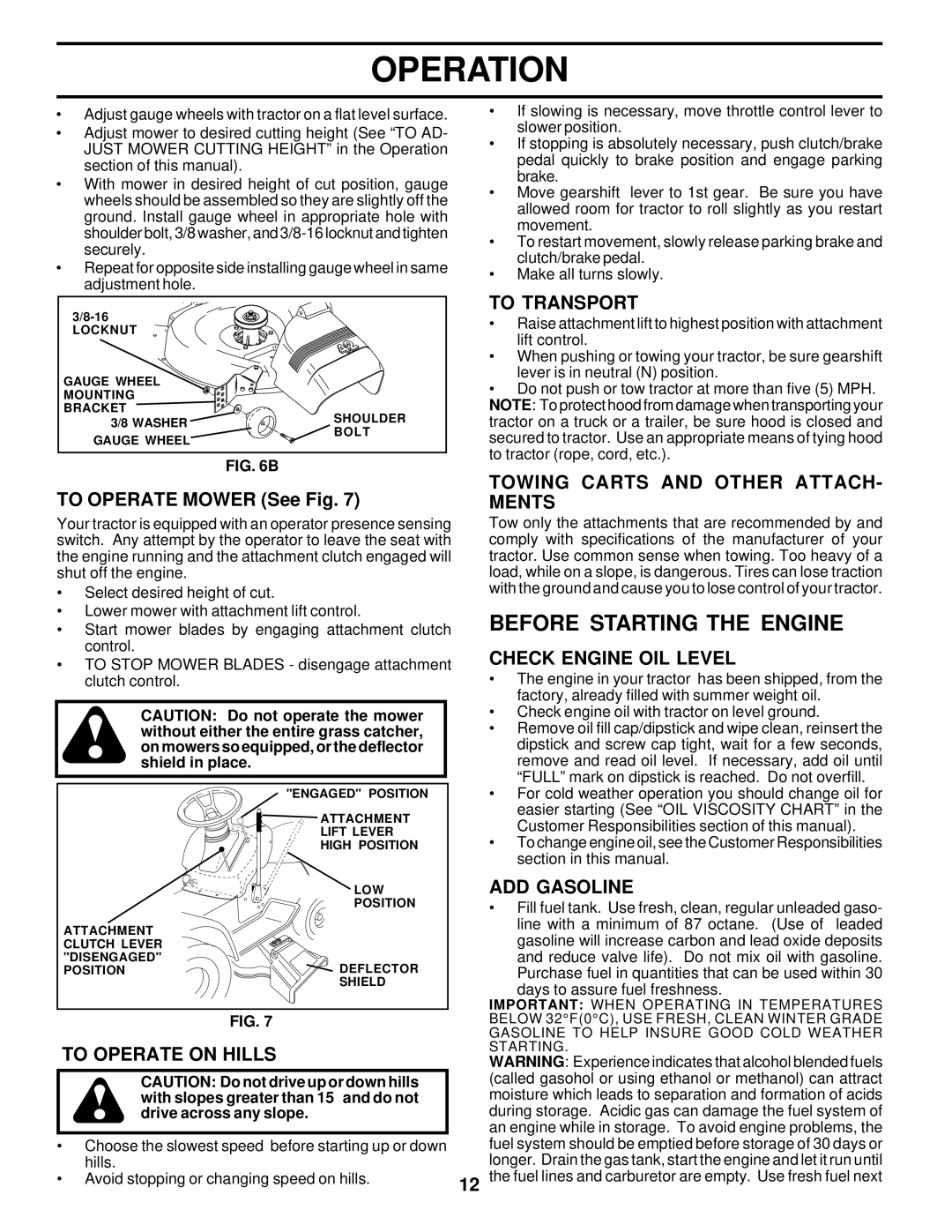 Poulan PR18542STC owner manual Before Starting the Engine 