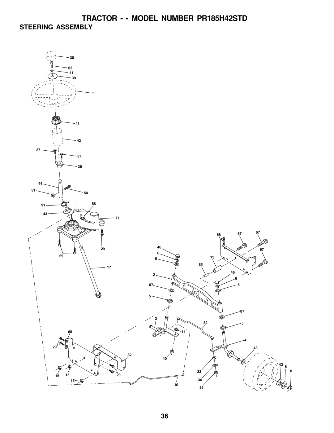 Poulan PR185H42STD owner manual Steering Assembly 