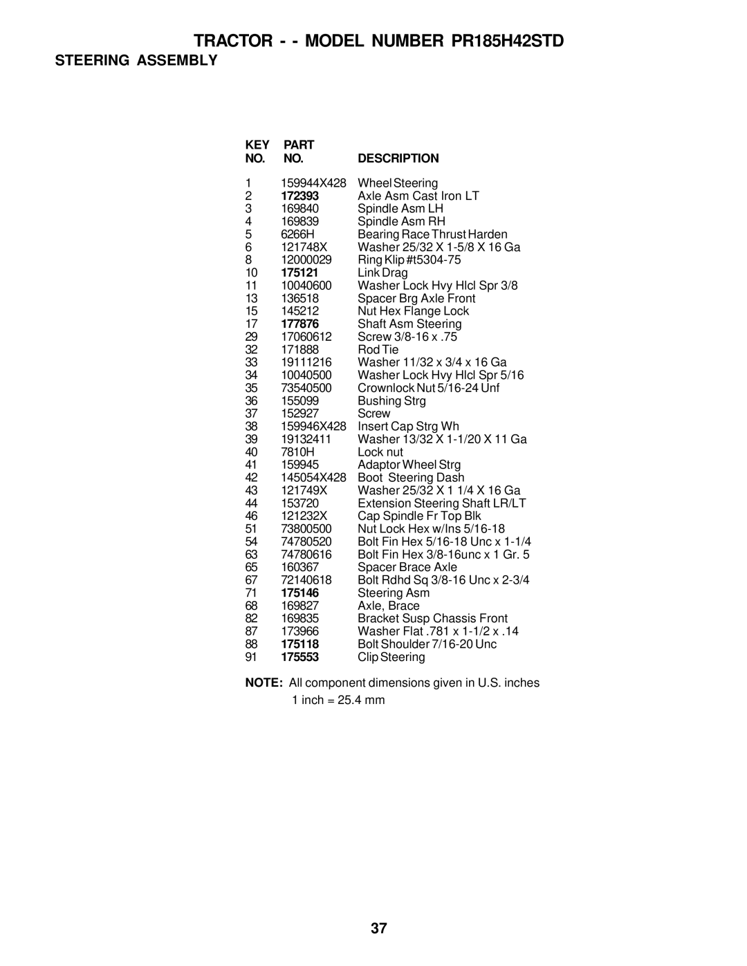 Poulan PR185H42STD owner manual 175121, 177876, 175146, 175118, 175553 