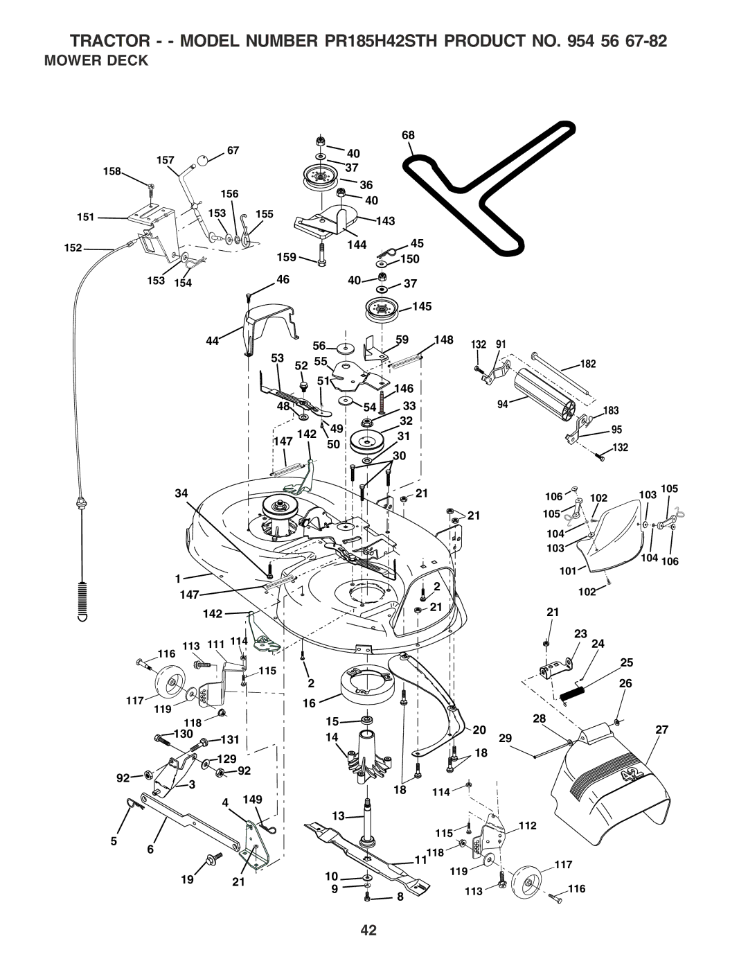 Poulan PR185H42STH owner manual Mower Deck 