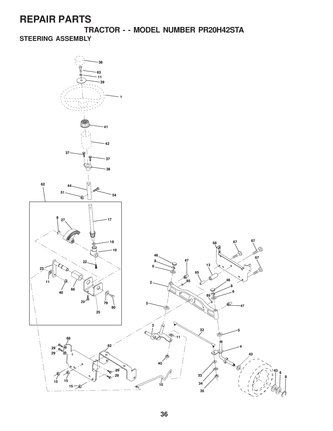 Poulan PR20H42STA owner manual Steering Assembly 