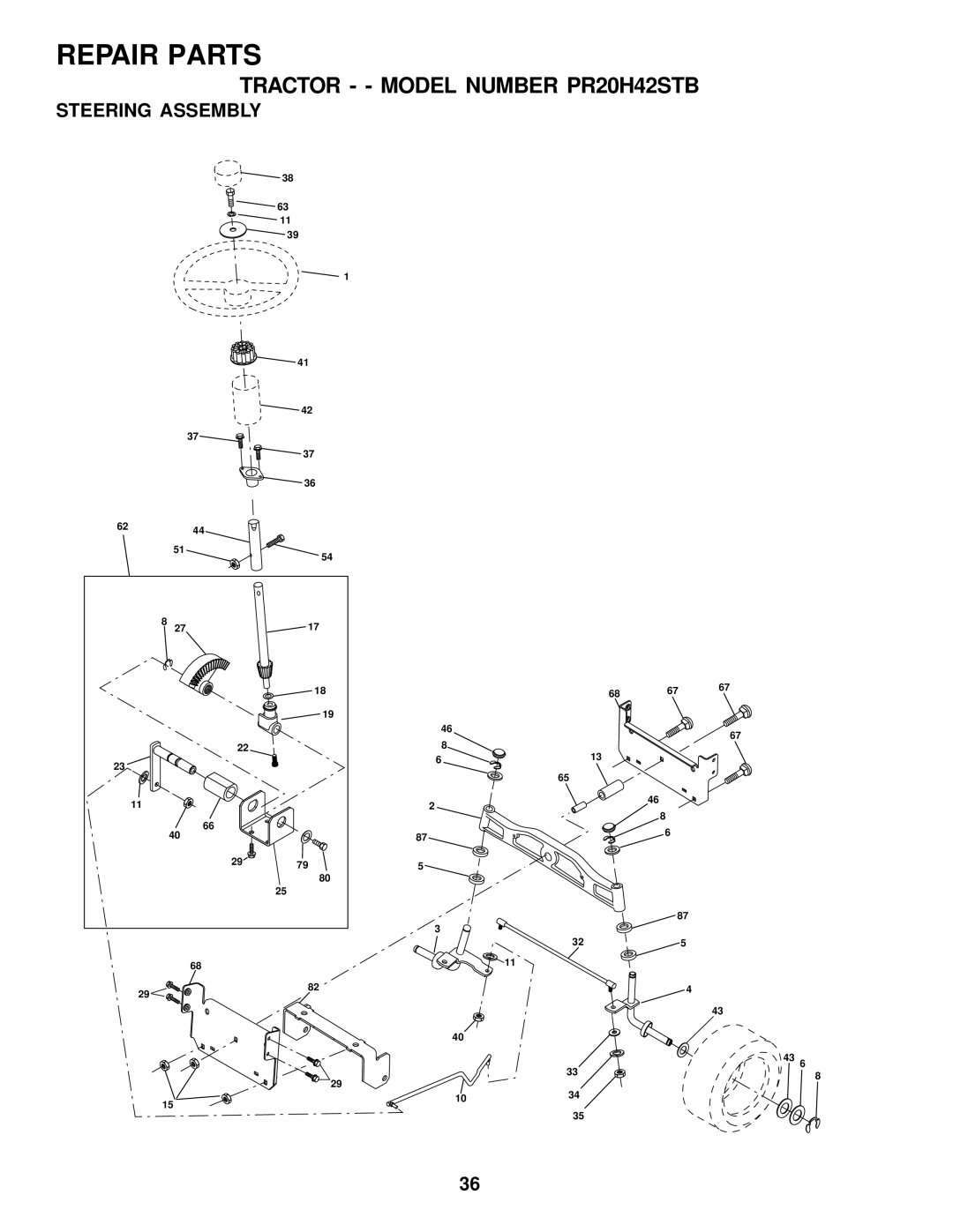 Poulan PR20H42STB owner manual Steering Assembly 