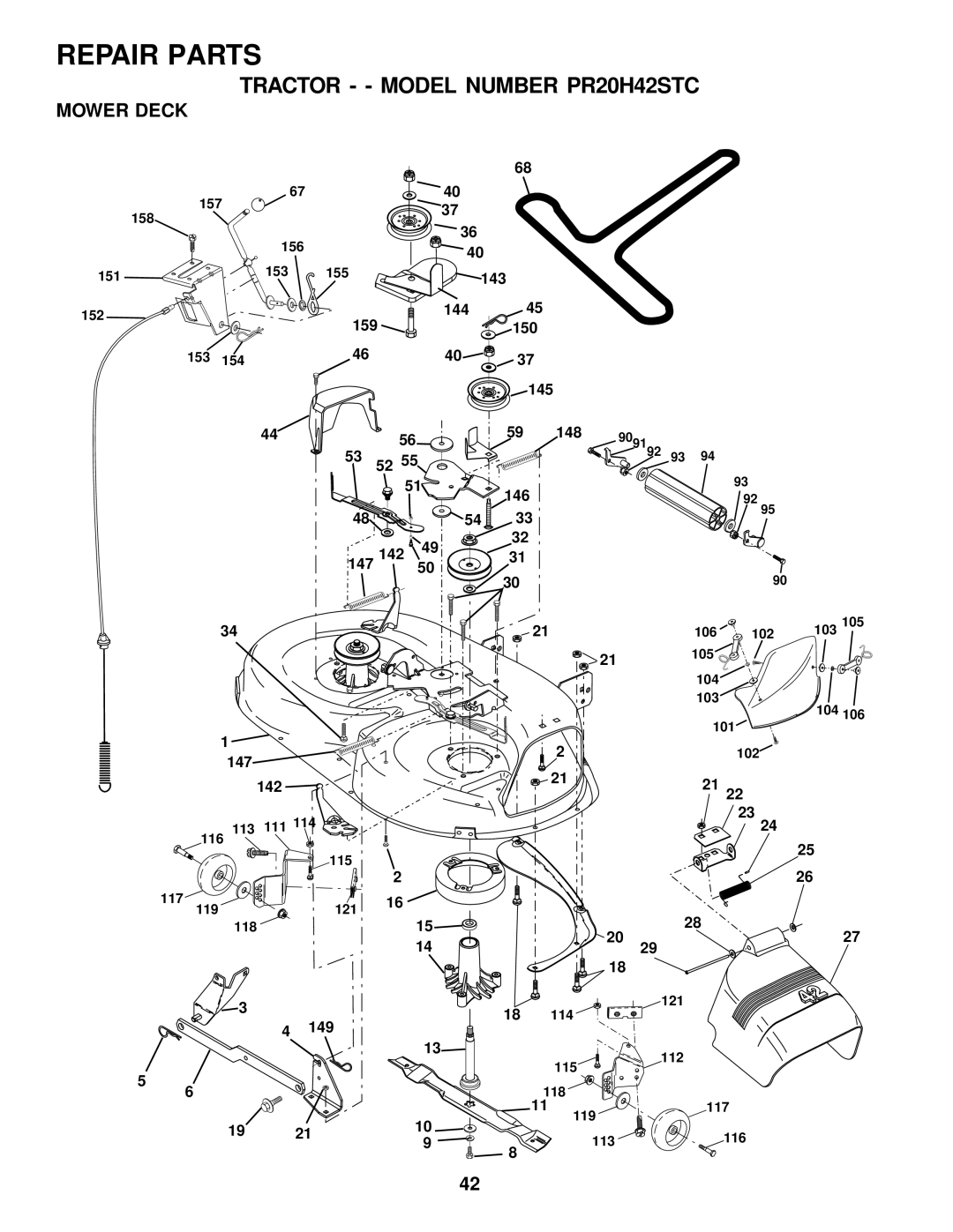 Poulan PR20H42STC owner manual Mower Deck 