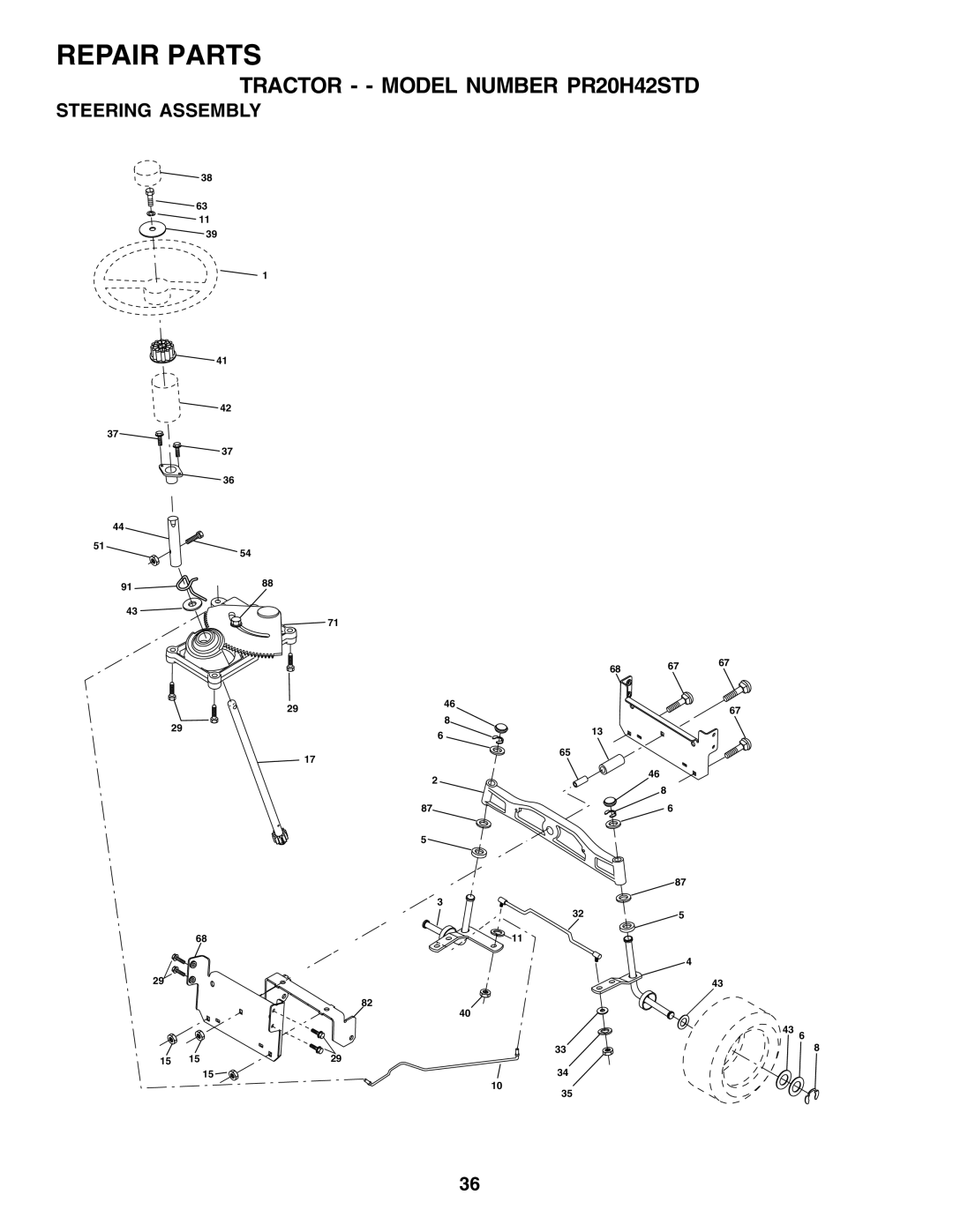 Poulan PR20H42STD owner manual Steering Assembly 