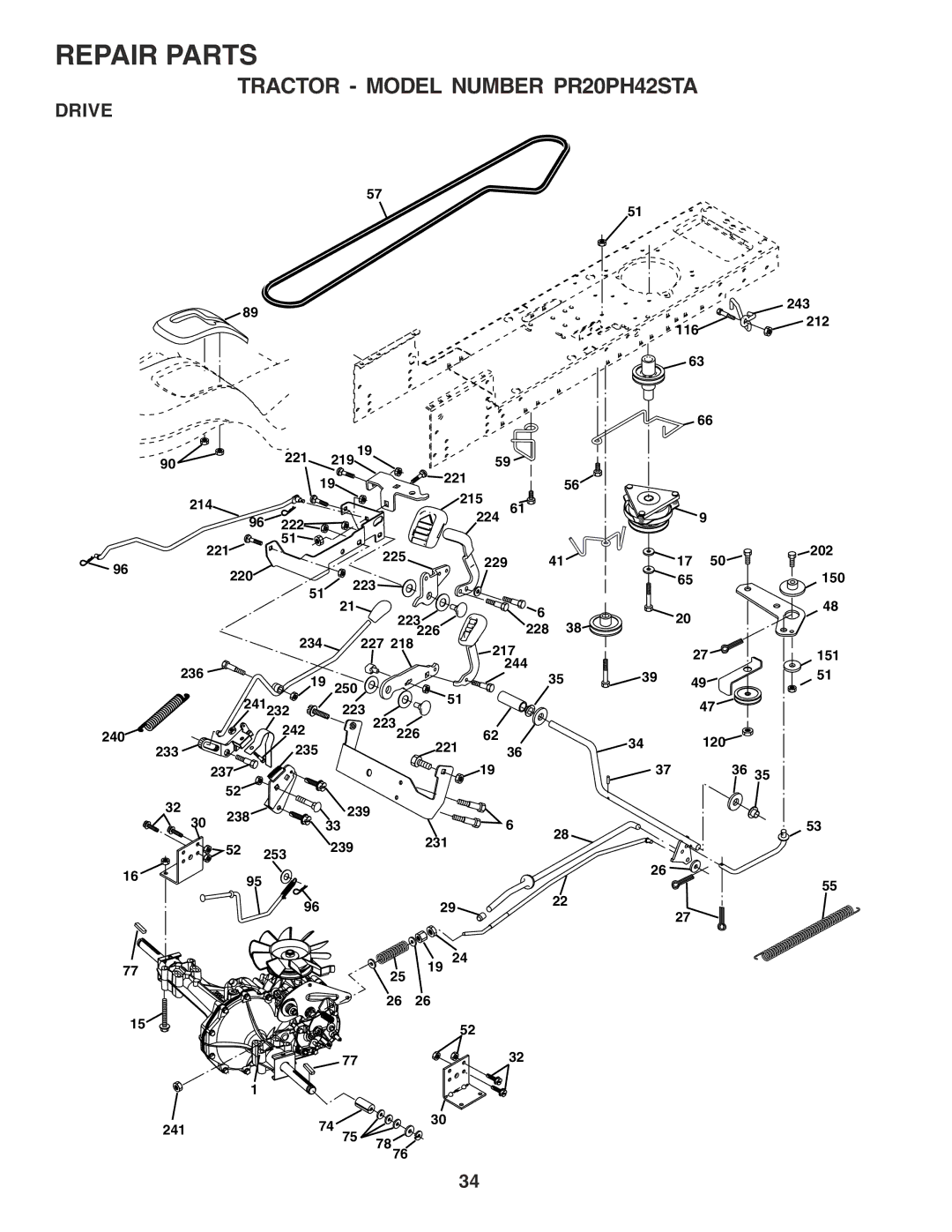 Poulan PR20PH42STA owner manual Repair Parts, Drive 