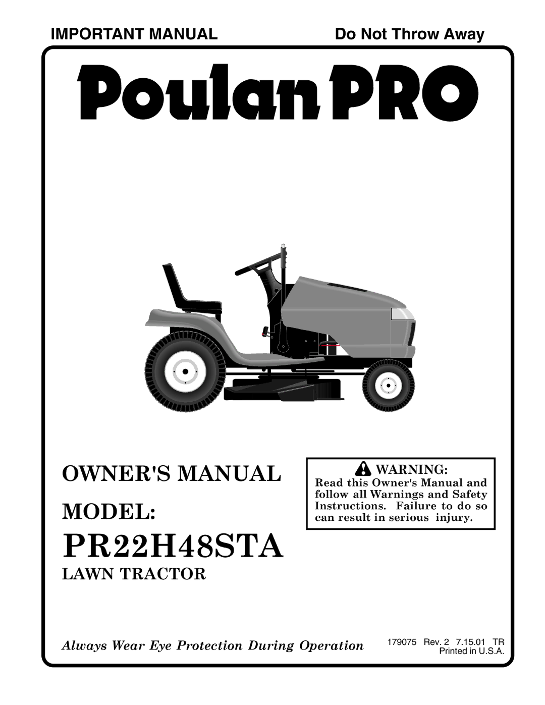 Poulan PR22H48STA owner manual 