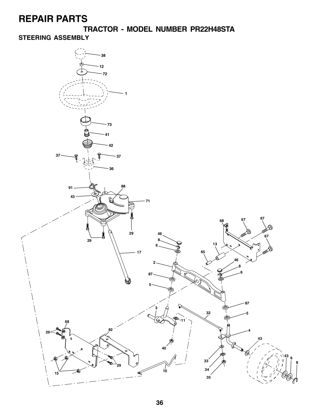 Poulan PR22H48STA owner manual Steering Assembly 