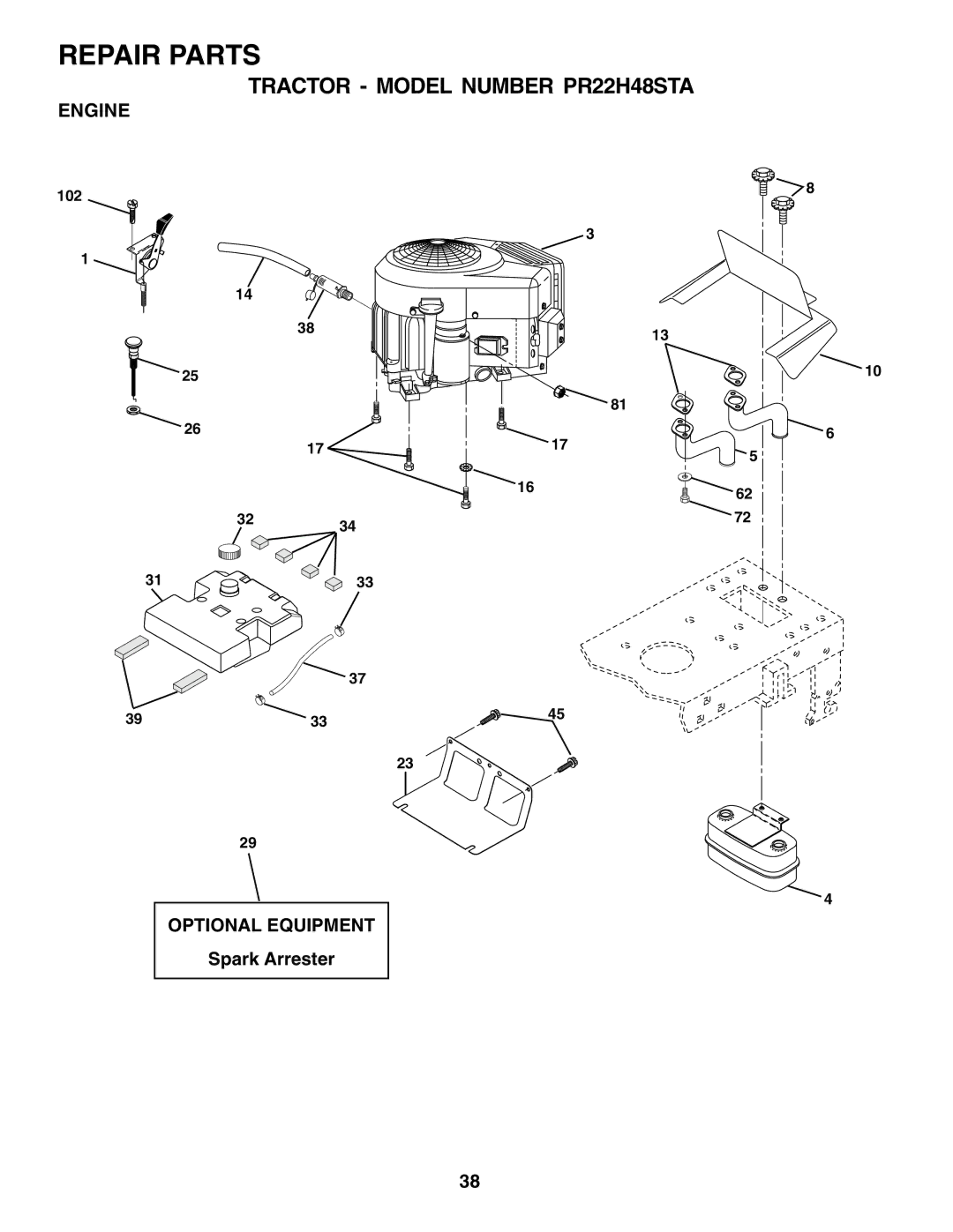 Poulan PR22H48STA owner manual Engine, Optional Equipment, Spark Arrester 