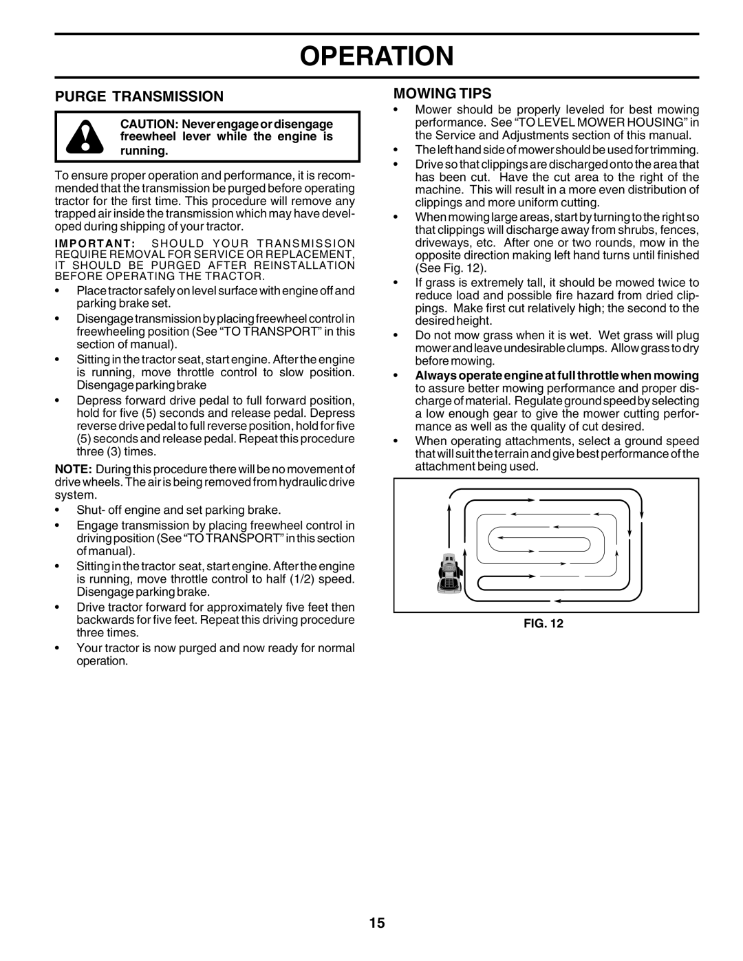 Poulan PR25PH48STA owner manual Purge Transmission, Mowing Tips 