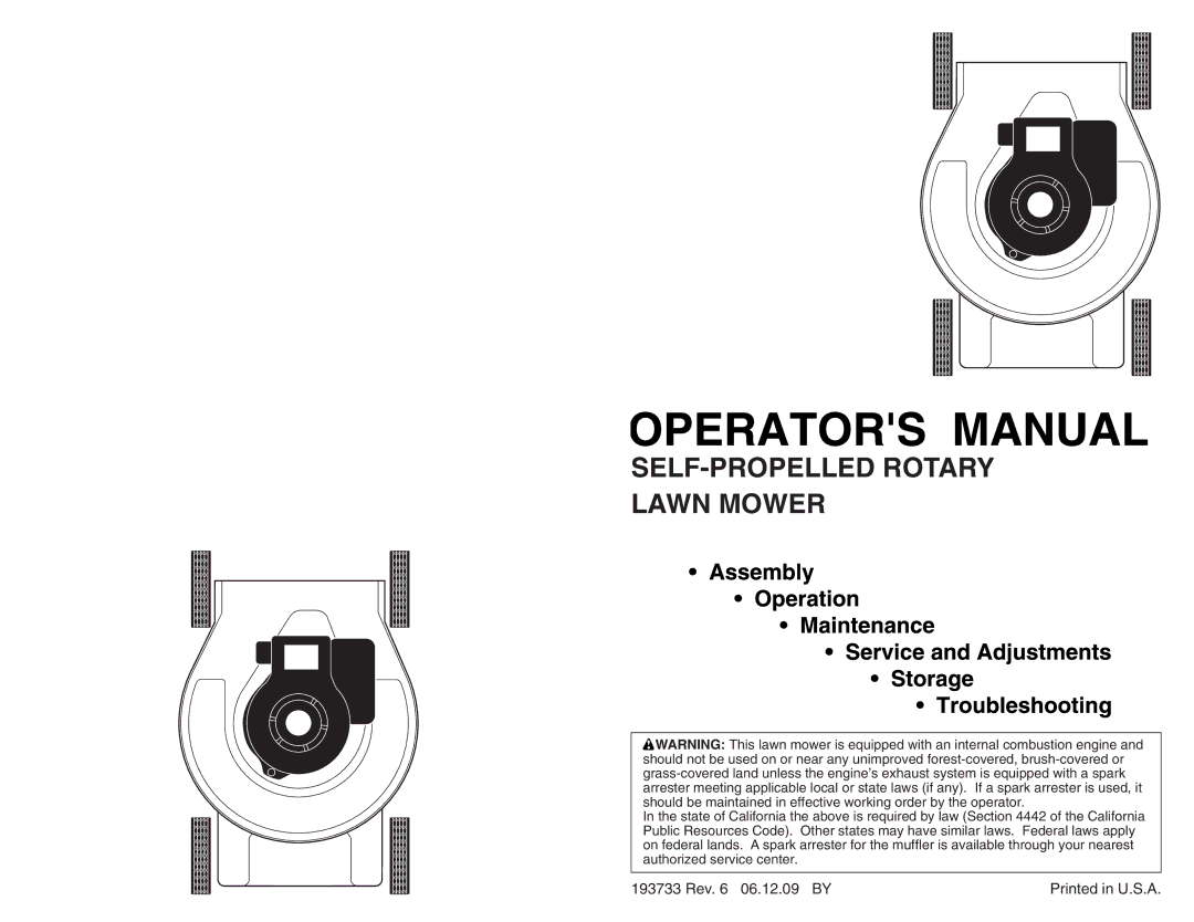 Poulan PR600Y21RP manual SELF-PROPELLED Rotary Lawn Mower 