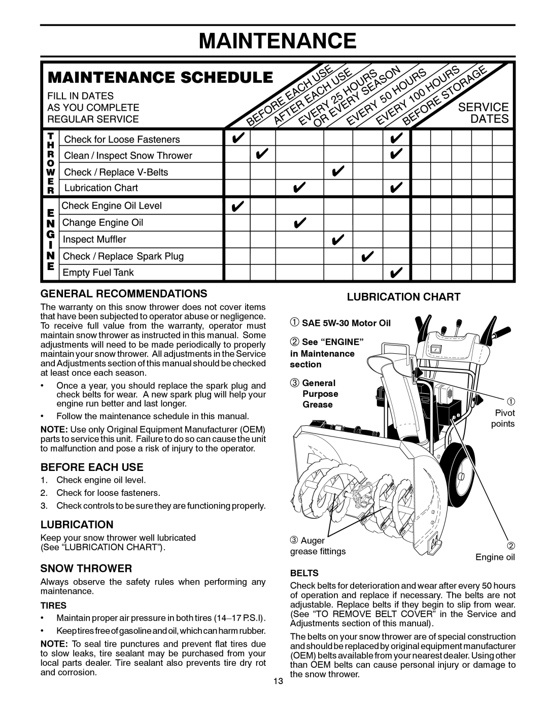 Poulan PR624ES owner manual Maintenance 