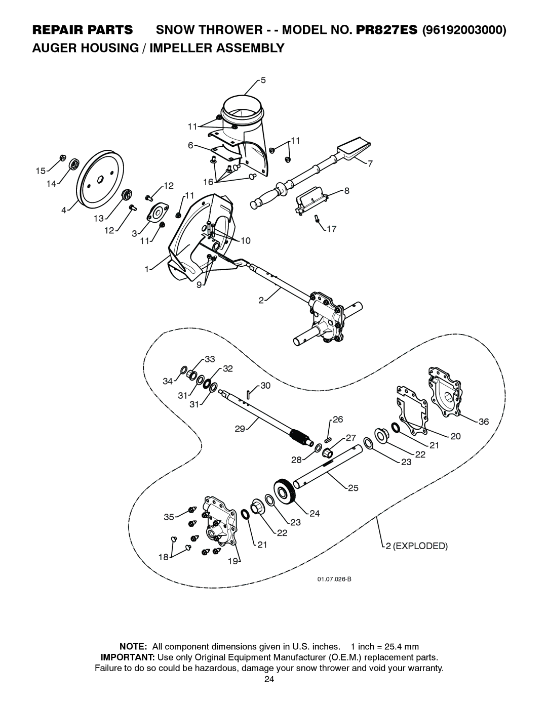 Poulan PR827ES owner manual Exploded 