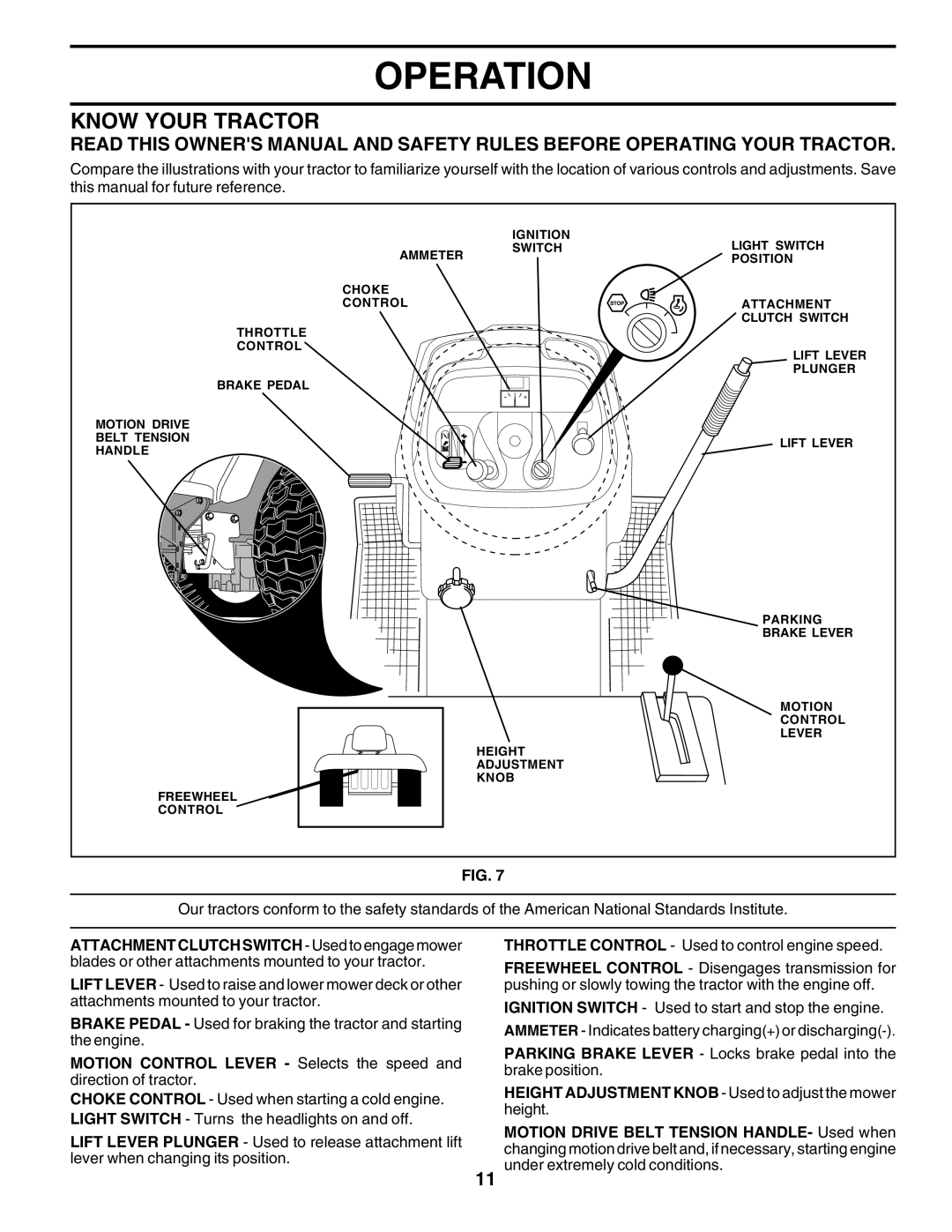 Poulan 177925, PRFT22H48A owner manual Know Your Tractor 